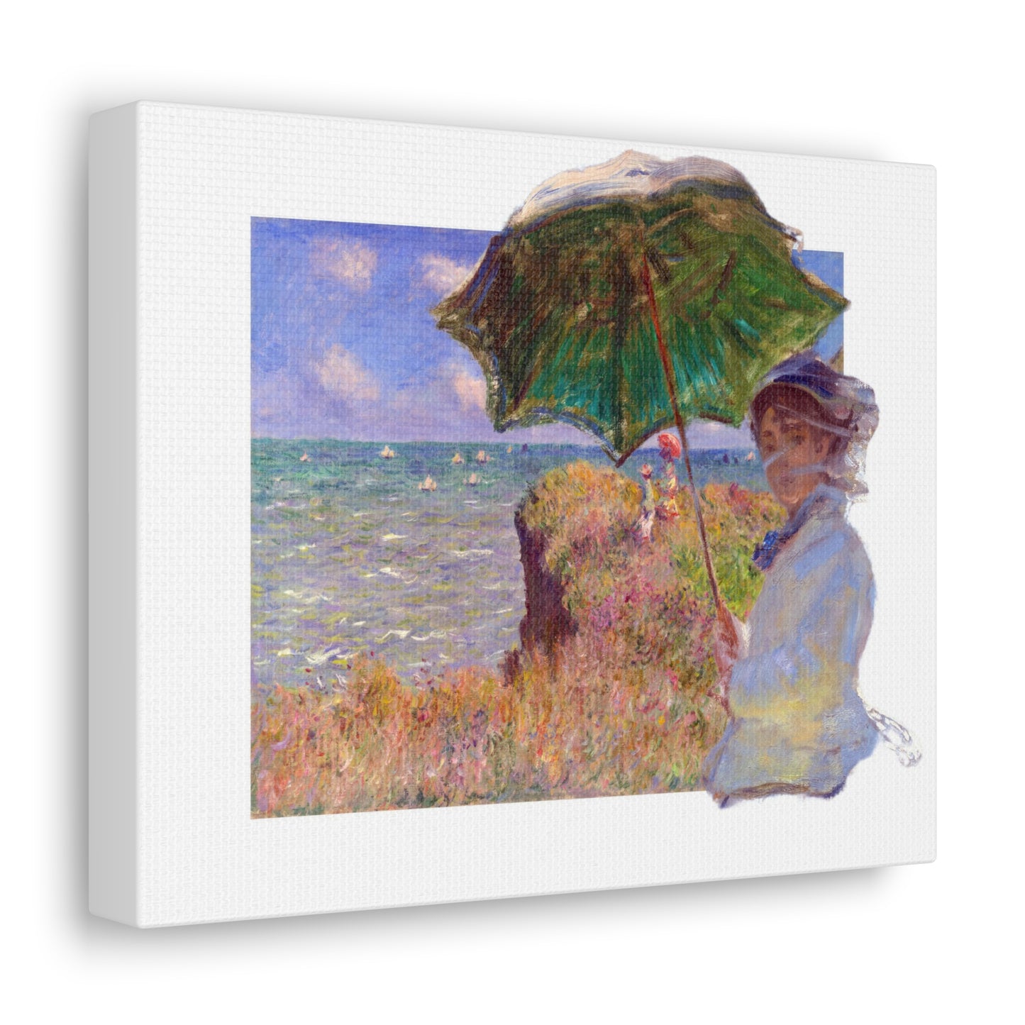 Monet - Woman with Parasol and Cliff Walk at Pourville - Canvas Wall Art