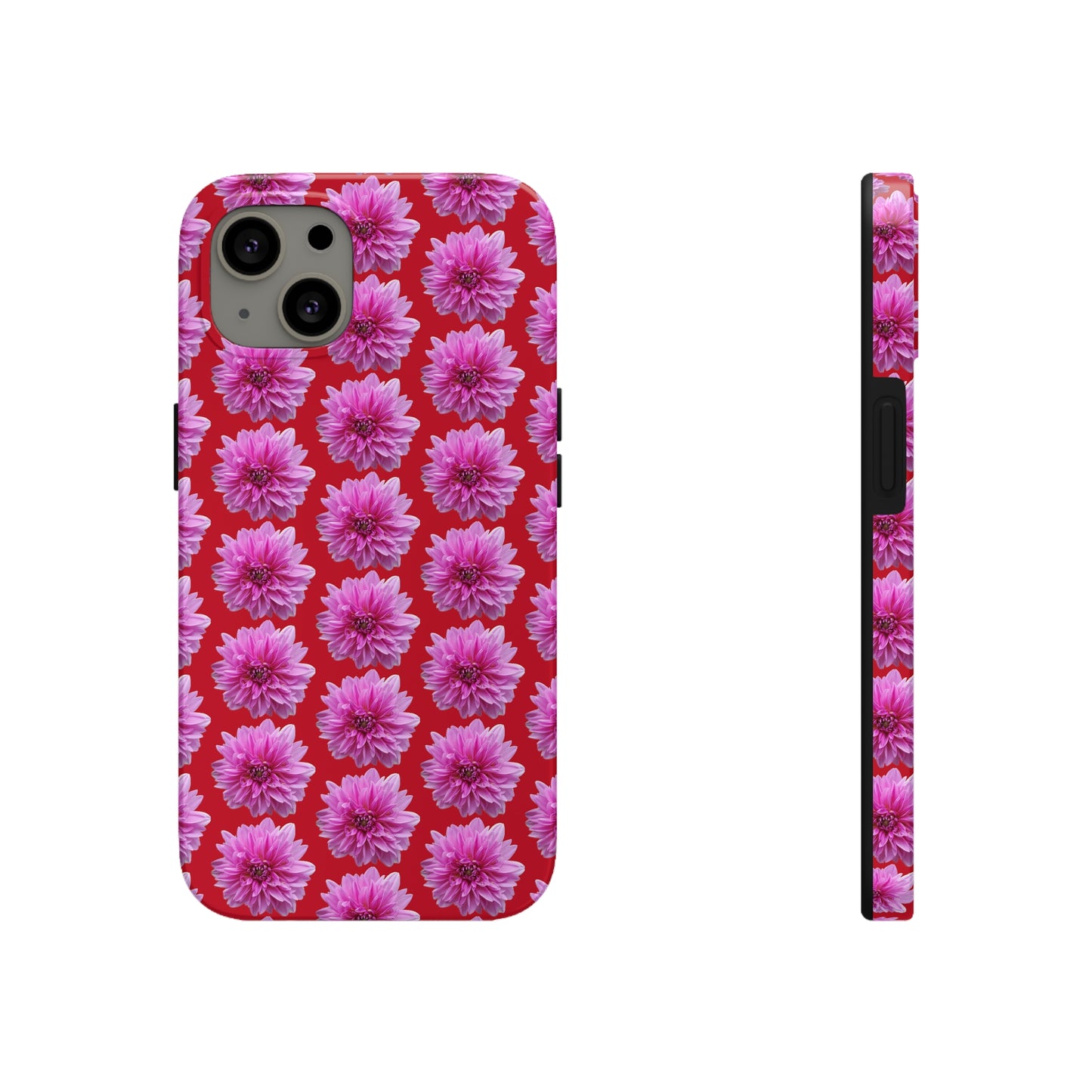 Pink Dahlia Red Tough Phone Case