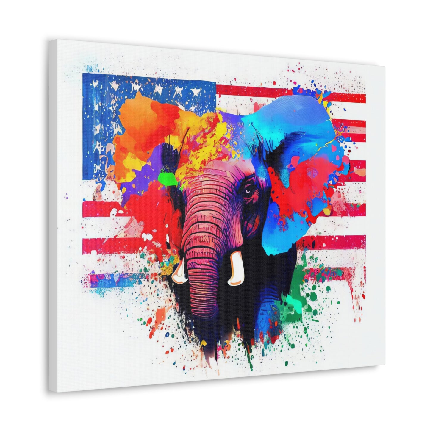 Elephant American Flag - Canvas Wall Art