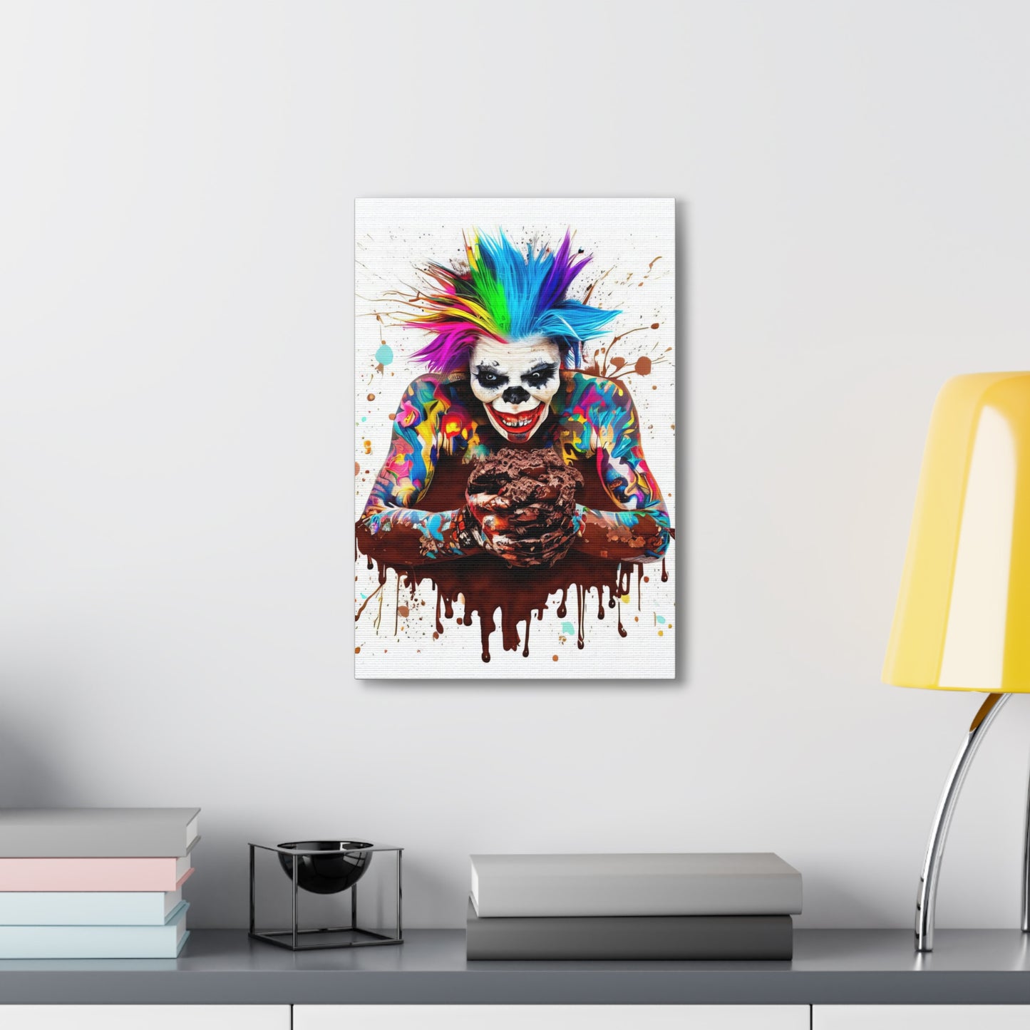 Creepy Clown Chocolate Ice Cream  - Canvas Wall Art