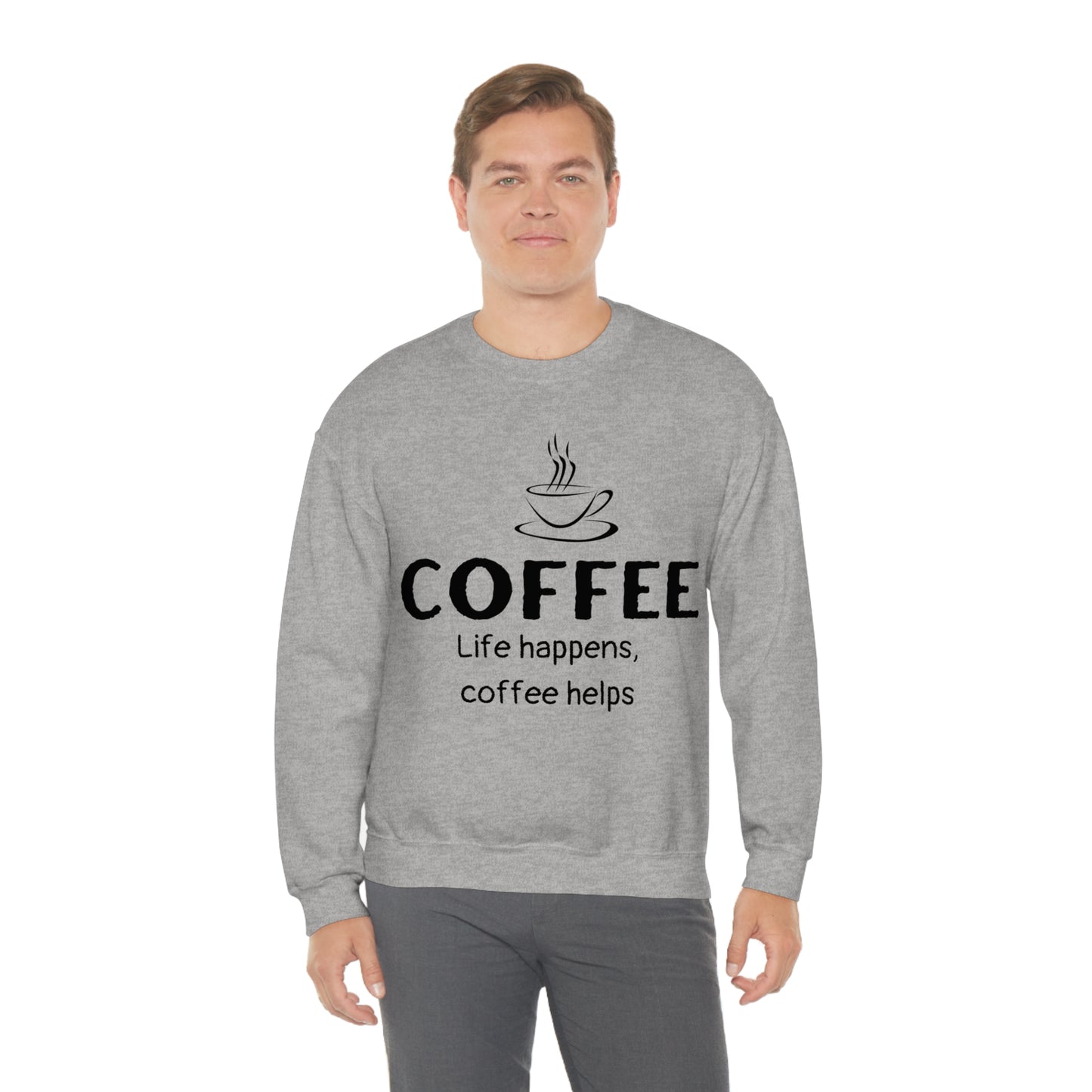 Heavy Blend™ Sweatshirt - Life Happens Coffee Helps