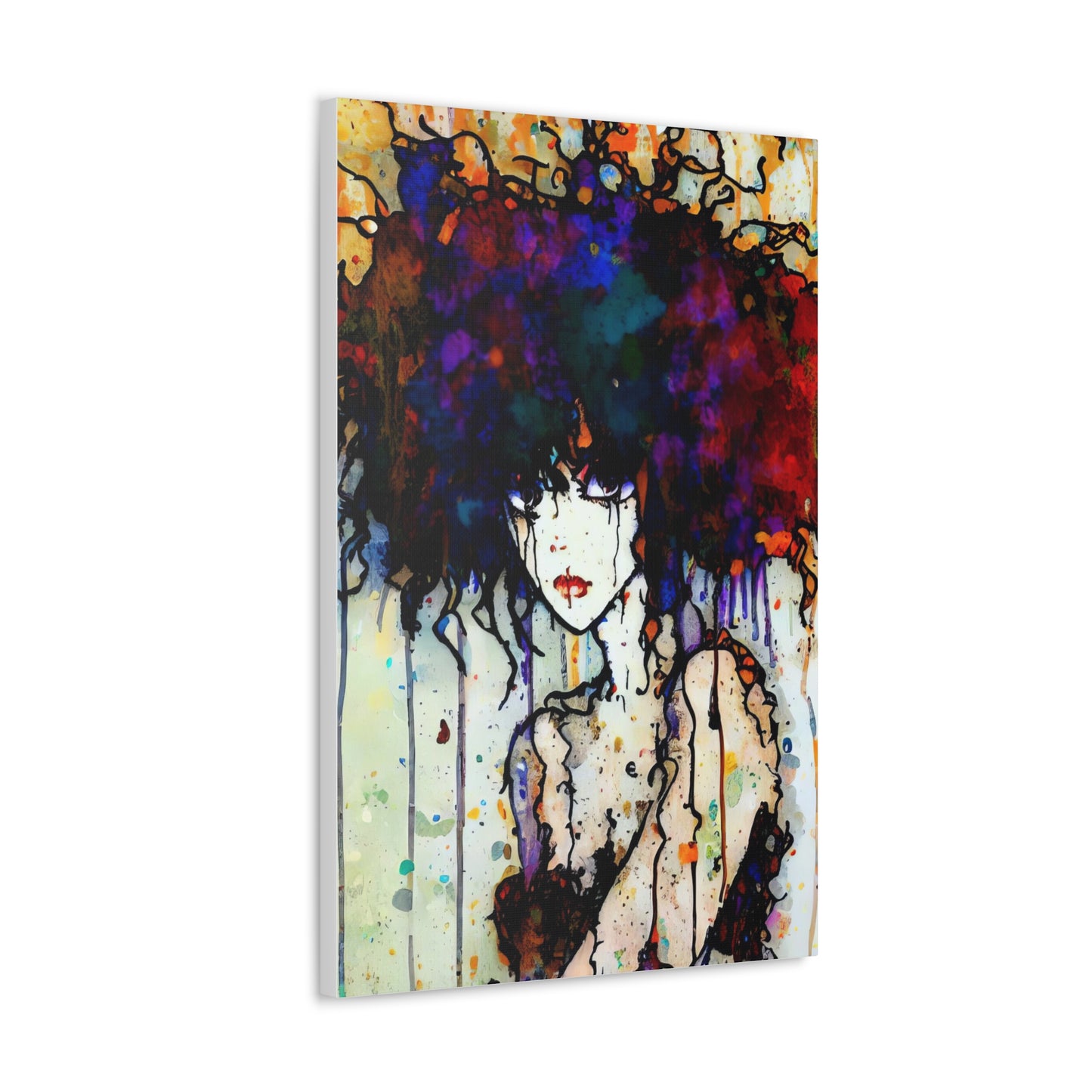 Girl with Big Hair  - Canvas Wall Art