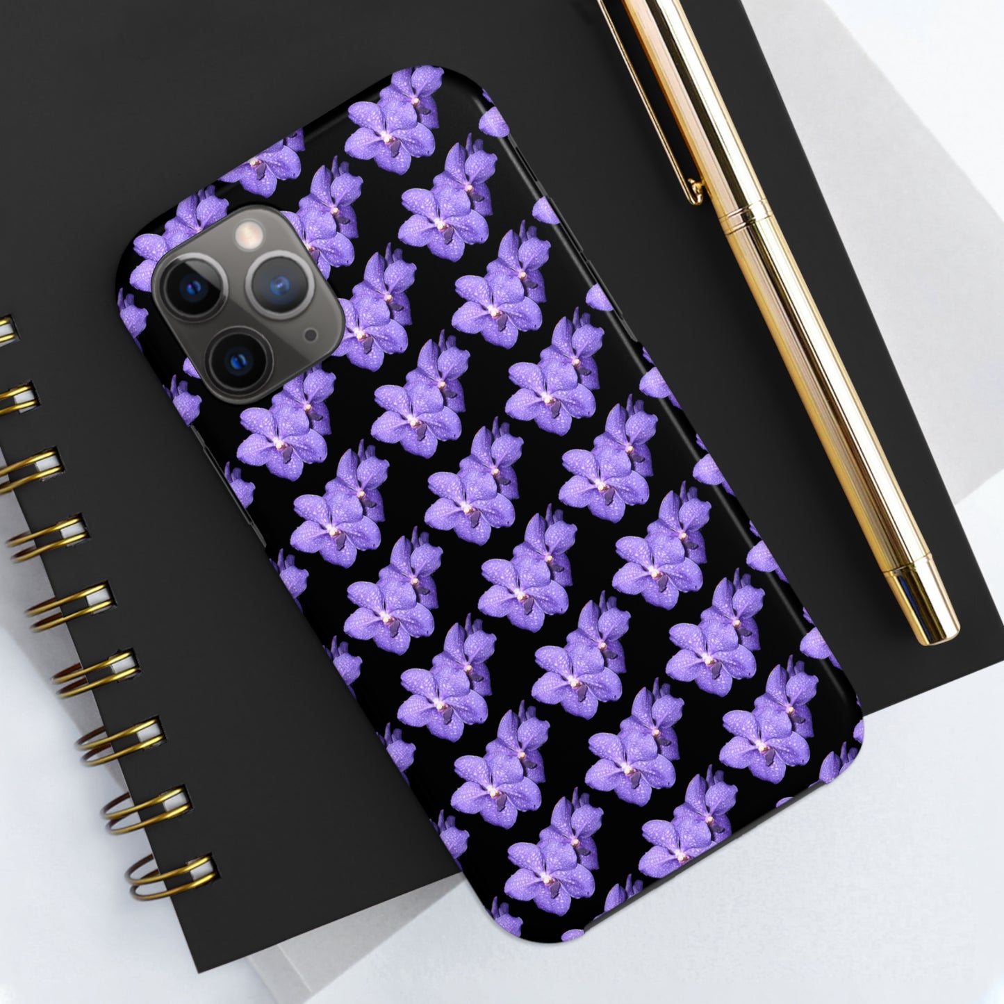 Blue Orchid Black Tough Phone Case