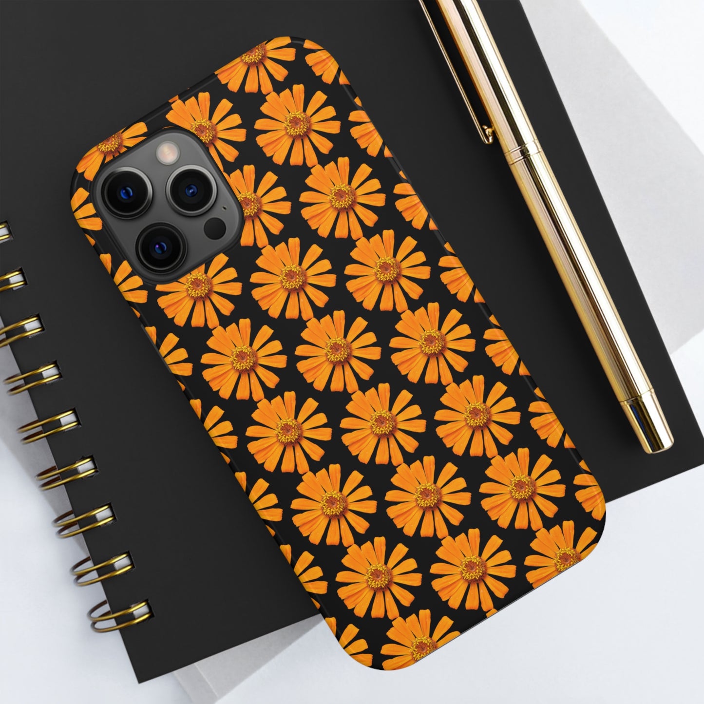 Orange Zinnia Black Tough Phone Case