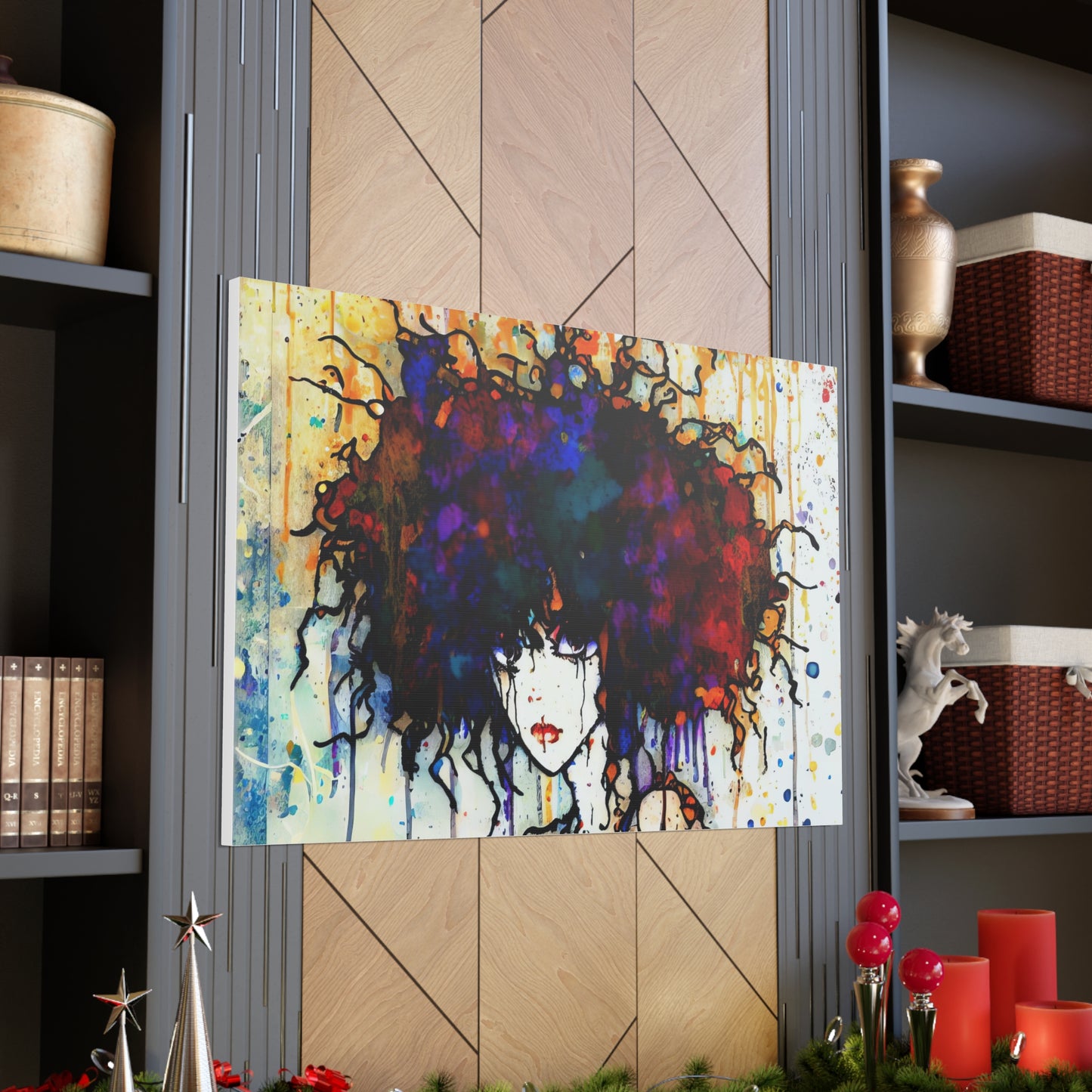 Girl with Big Hair  - Canvas Wall Art