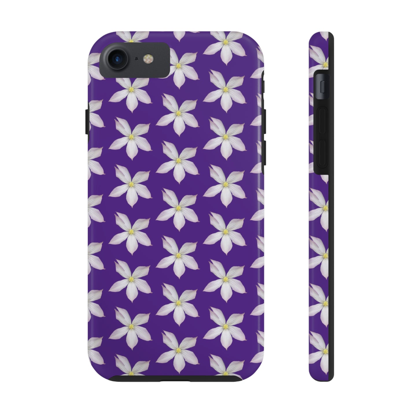 White Clematis Purple Tough Phone Case