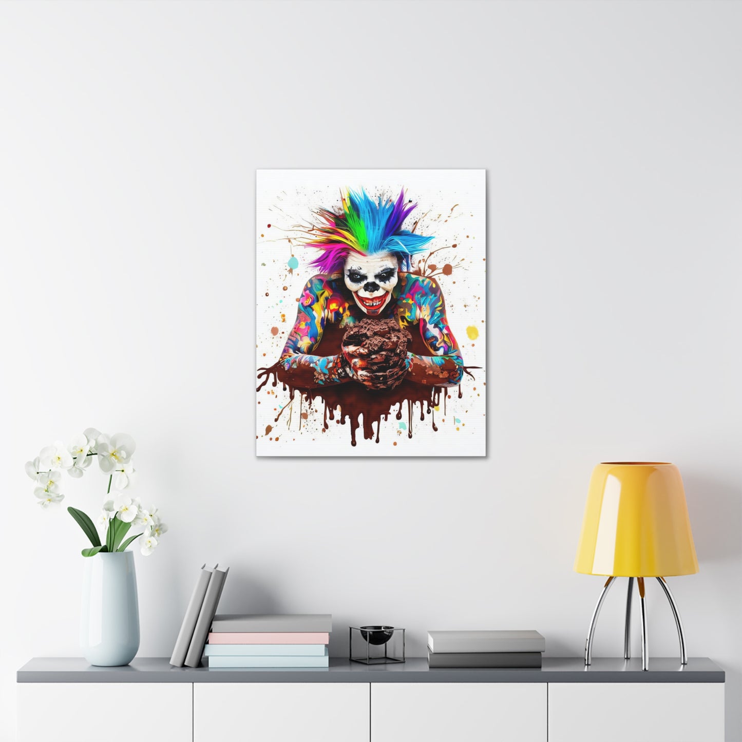 Creepy Clown Chocolate Ice Cream  - Canvas Wall Art