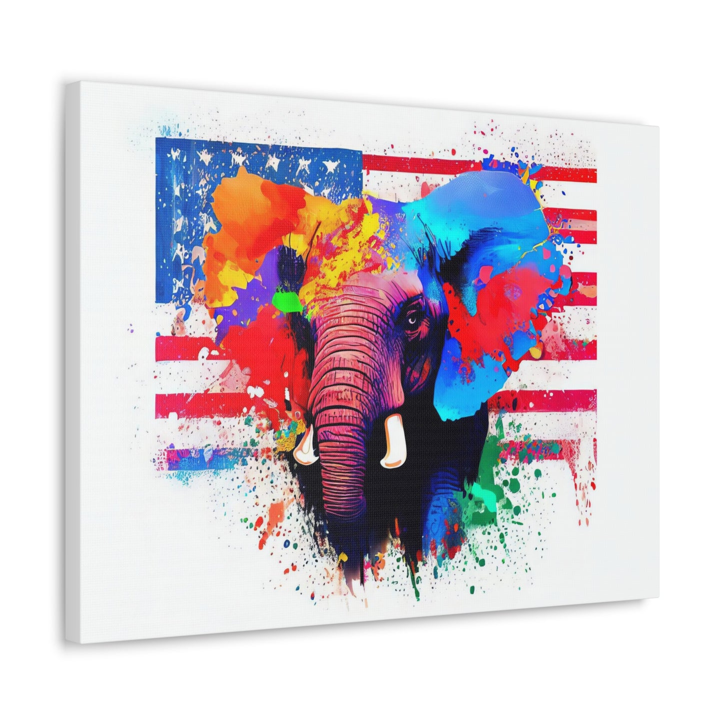 Elephant American Flag - Canvas Wall Art