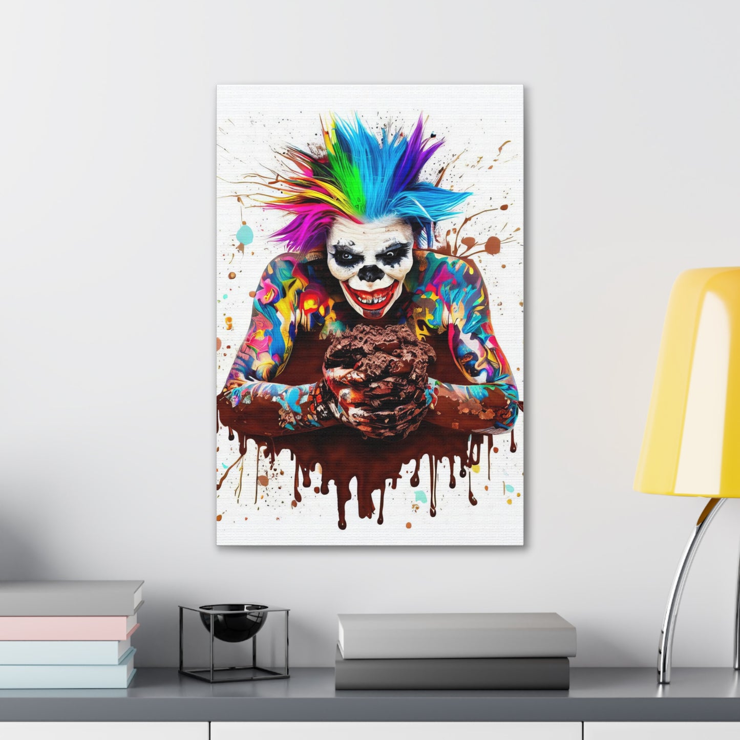 Creepy Clown Chocolate Ice Cream  - Canvas Wall Art