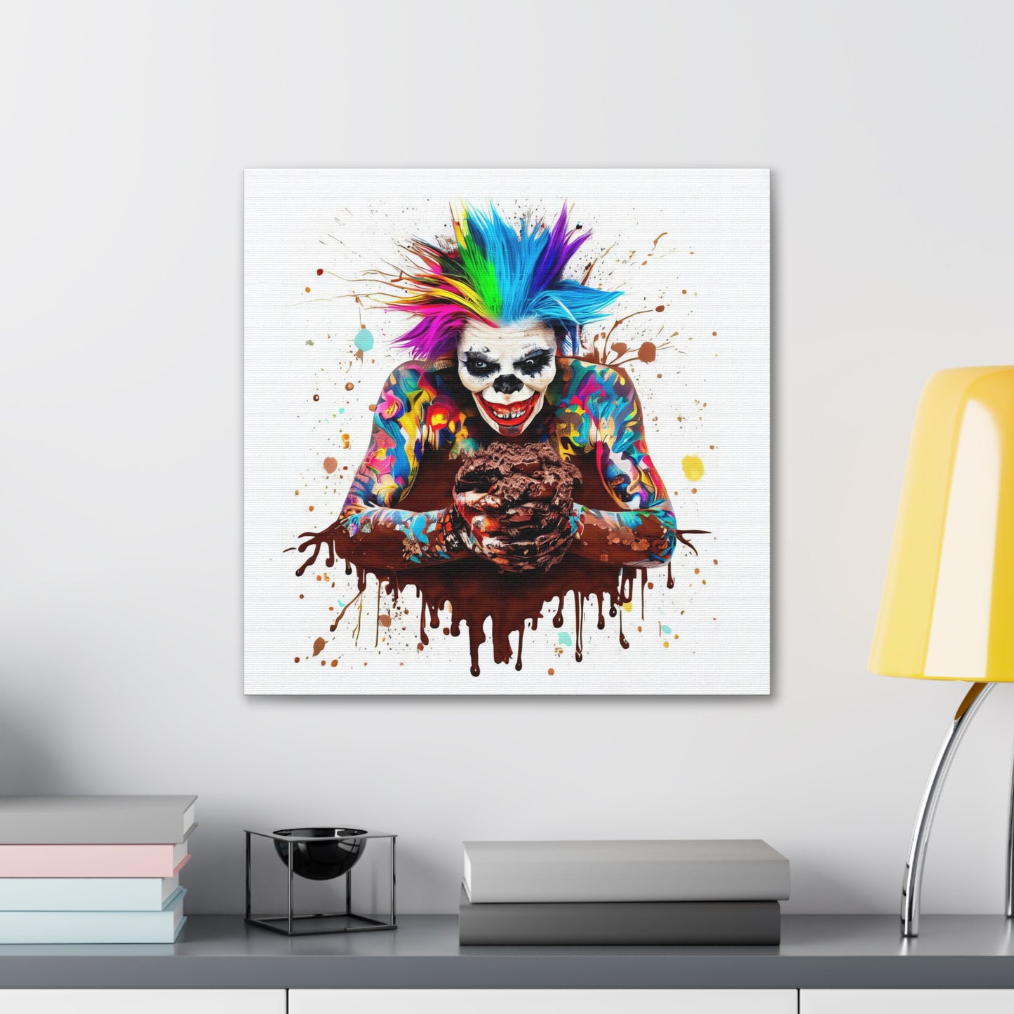 Creepy Clown Chocolate Ice Cream  - Canvas Wall Art