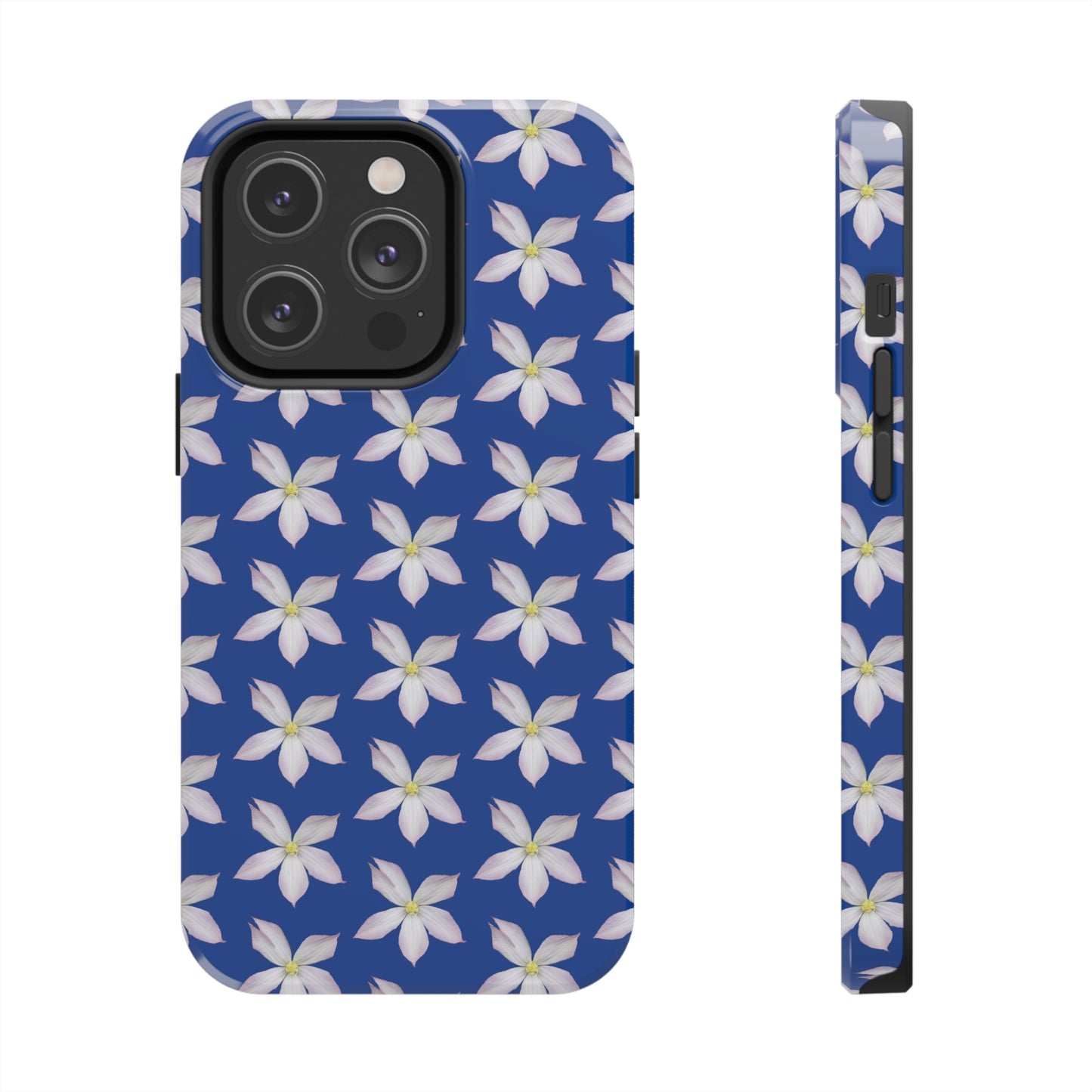 White Clematis Blue Tough Phone Case