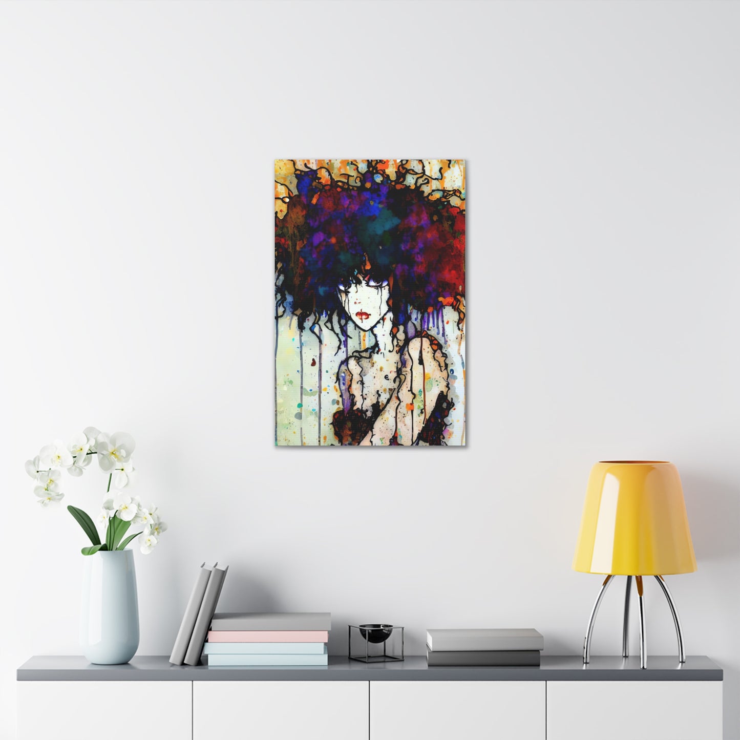 Girl with Big Hair  - Canvas Wall Art