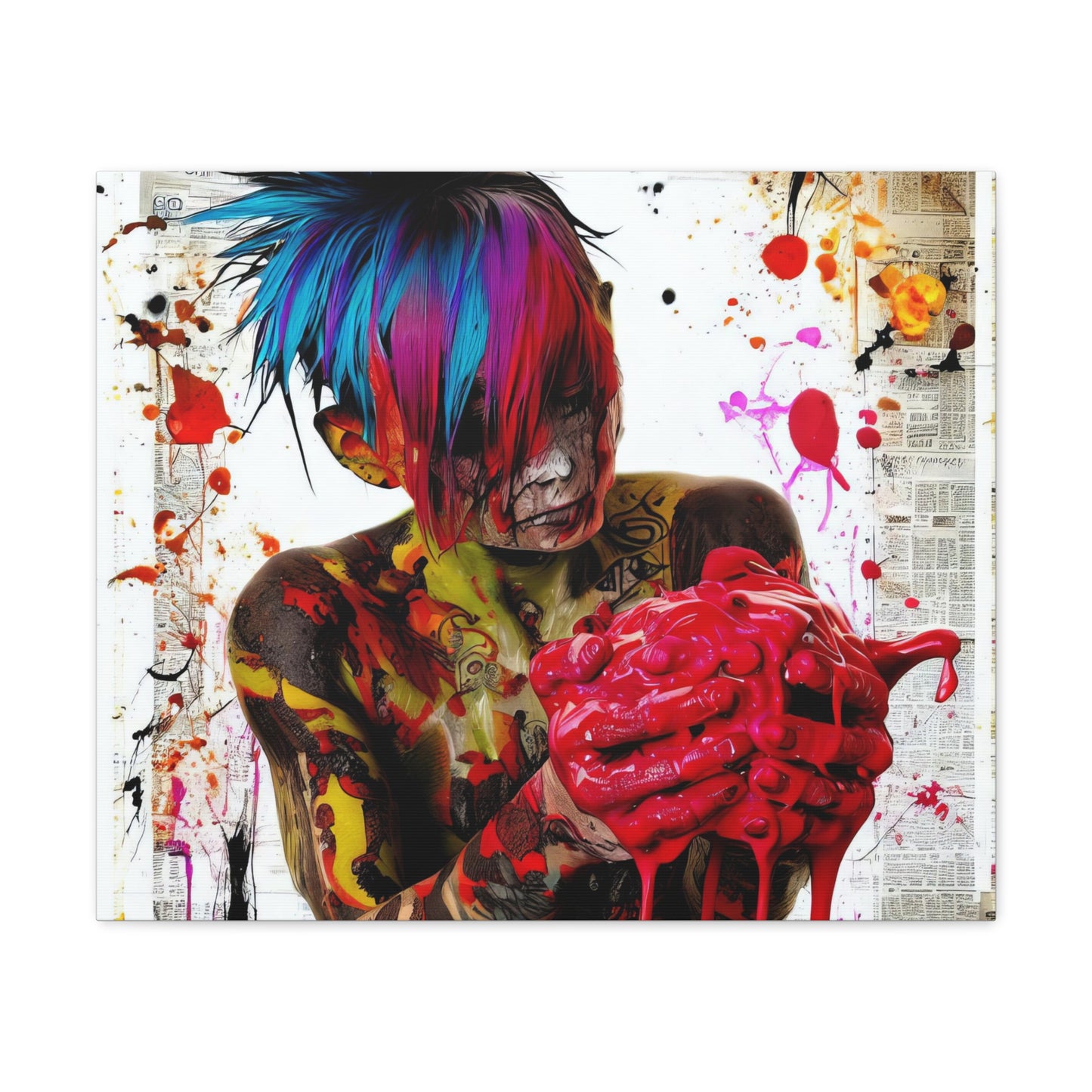 Tattooed Boy with Big Heart  - Canvas Wall Art