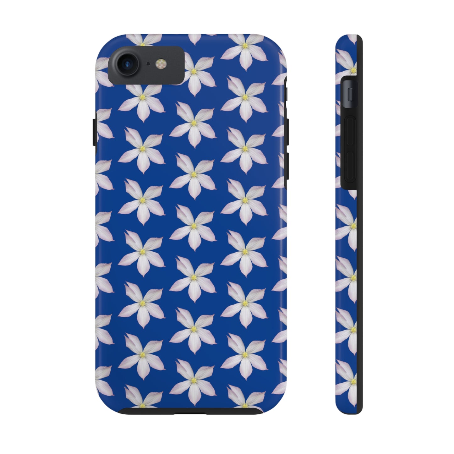 White Clematis Blue Tough Phone Case